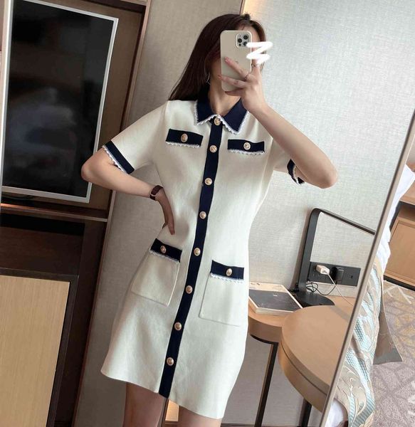 dress french style small fragrance lapel stitching contrast summer short sleeve waist down show thin package hip celebrity knitting, White;black
dress french style small fragrance lapel stitching contrast summer short sleeve waist down show thin package hip celebrity knitting, White;black