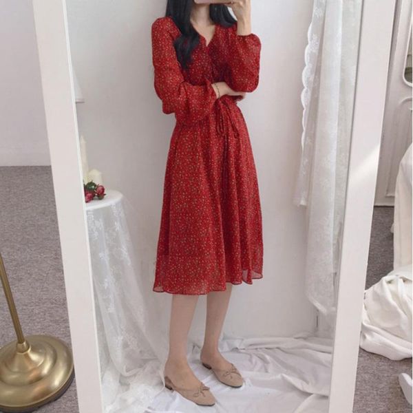 casual dresses flower print a-line prairie spring autumn chiffon chic korean women's clothing v-neck moda feminina dress, Black;gray
casual dresses flower print a-line prairie spring autumn chiffon chic korean women's clothing v-neck moda feminina dress, Black;gray