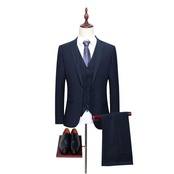 men autumn and winter style business casual fashion one-button three-piece set flip coat suit men's suits & blazers, White;black
men autumn and winter style business casual fashion one-button three-piece set flip coat suit men's suits & blazers, White;black