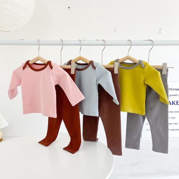 clothing sets autumn kids boys and girls pajama set, White