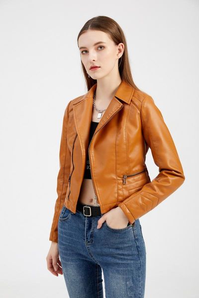 women's leather & faux 2021 jacket women zippers spring autumn pu mandarin collar red motor biker coat female oversized, Black
women's leather & faux 2021 jacket women zippers spring autumn pu mandarin collar red motor biker coat female oversized, Black