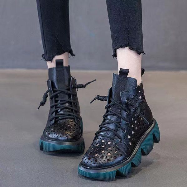 boots spring sponge cake soft women summer female thick bottom hollow out breathable retro ankle, Black
boots spring sponge cake soft women summer female thick bottom hollow out breathable retro ankle, Black