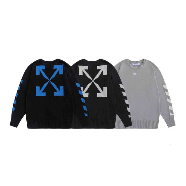 2021 autumn winter new off classic arrow pattern round neck pullover knitted sweater, White;black
2021 autumn winter new off classic arrow pattern round neck pullover knitted sweater, White;black