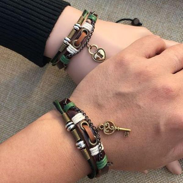 link, chain 2pcs couples bracelet lovers braclet his & hers lock and key friendship est cmq9068, Black
link, chain 2pcs couples bracelet lovers braclet his & hers lock and key friendship est cmq9068, Black
