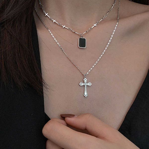 designer necklace s925 sterling silver for women cross retro letter light luxury clavicle chain jewelry wholesale