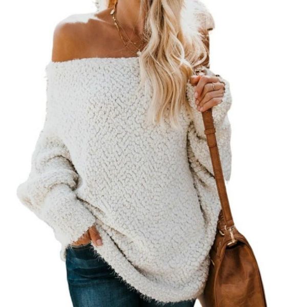 women's sweaters plus size knitted slash neck sweater loose oversize women pullover long sleeve autumn winter knitwear, White;black
women's sweaters plus size knitted slash neck sweater loose oversize women pullover long sleeve autumn winter knitwear, White;black