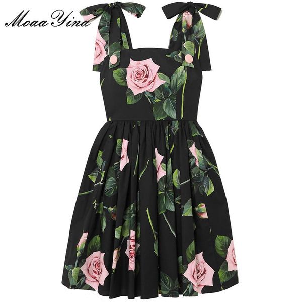 moaayina fashion designer cotton dress summer women's rose floral-print black vacation dresses casual, Black;gray
moaayina fashion designer cotton dress summer women's rose floral-print black vacation dresses casual, Black;gray