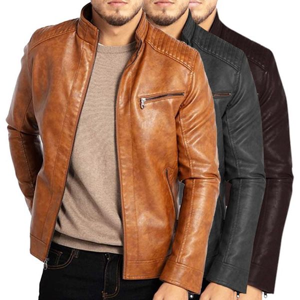men's jackets spring motorcycle causal vintage leather coat autumn outfit fashion biker pocket design pu bgvz, Black;brown
men's jackets spring motorcycle causal vintage leather coat autumn outfit fashion biker pocket design pu bgvz, Black;brown
