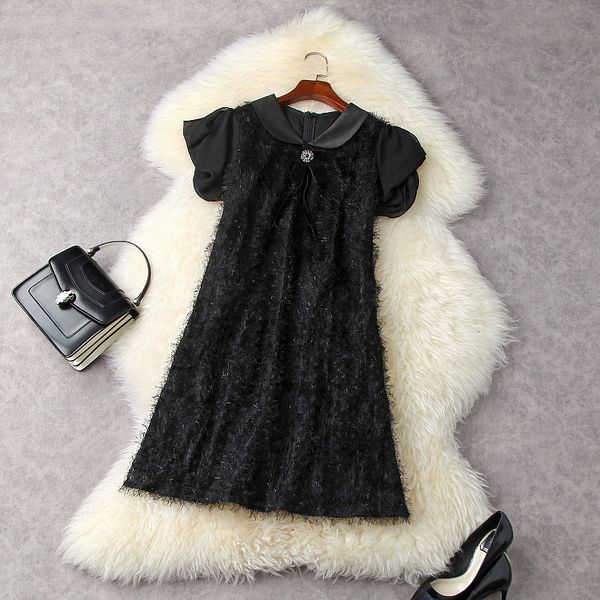 casual dresses european and american women's wear for spring short-sleeved baby collar fashionable black dress with fringes ribb, Black;gray
casual dresses european and american women's wear for spring short-sleeved baby collar fashionable black dress with fringes ribb, Black;gray