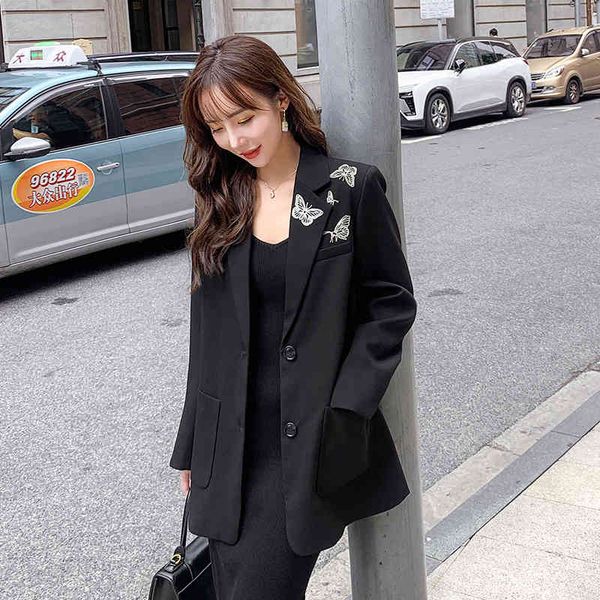 spring female high street notched collar coat single breasted black noctilucent butterfly pattern blazer 8y270 210510, White;black
spring female high street notched collar coat single breasted black noctilucent butterfly pattern blazer 8y270 210510, White;black