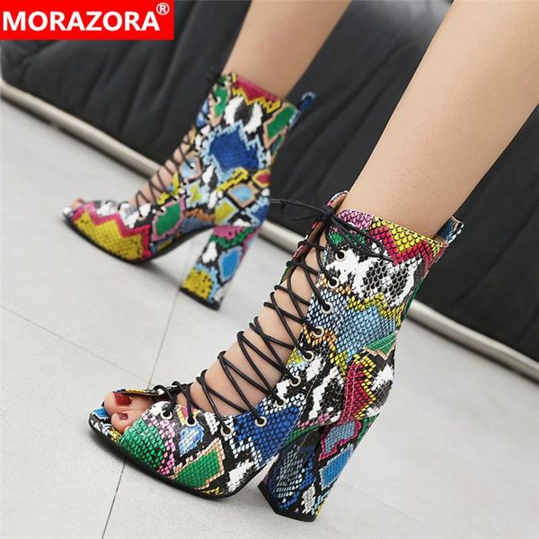 sandals morazora fashion lace up gladiator women shoes peep toe thick high heels snake printed summer female, Black
sandals morazora fashion lace up gladiator women shoes peep toe thick high heels snake printed summer female, Black