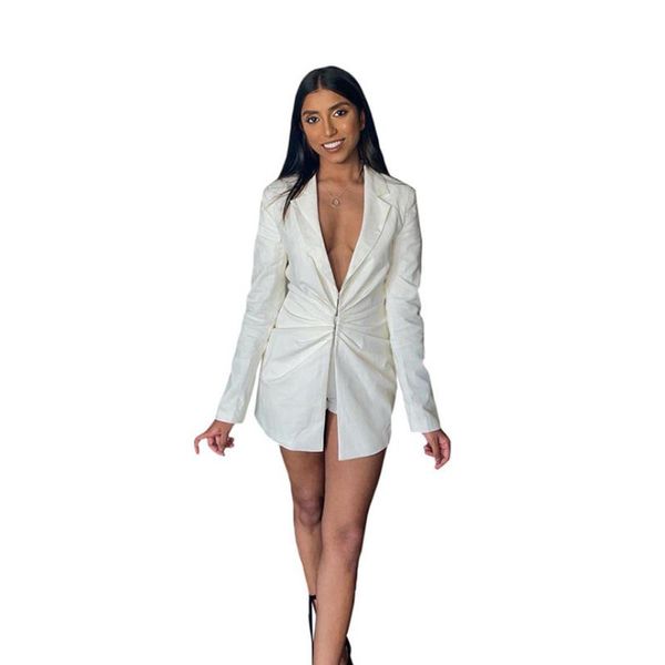 women's suits & blazers fashion long sleeve lapel pleated slim fit suit, White;black
women's suits & blazers fashion long sleeve lapel pleated slim fit suit, White;black