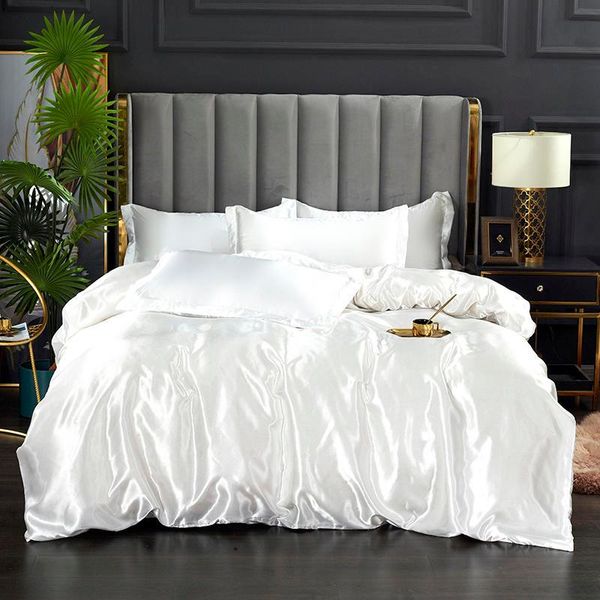 bedding sets set luxury white color duvet cover quality size bed sheet roupa de cama satin polyester for summer
bedding sets set luxury white color duvet cover quality size bed sheet roupa de cama satin polyester for summer