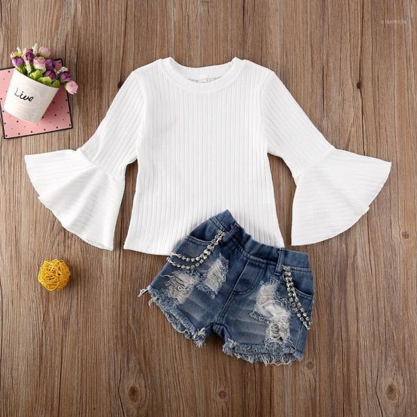 infant baby kids girl white long flare sleeve knit t shirt + hold denim shorts with crystal outfit girls sweet clothes set clothing
infant baby kids girl white long flare sleeve knit t shirt + hold denim shorts with crystal outfit girls sweet clothes set clothing