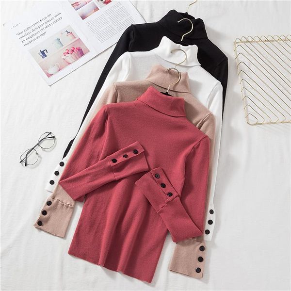 turtleneck knitted women sweater autumn winter thick warm button knit vintage solid korean fashion slim pullovers women's sweaters, White;black
turtleneck knitted women sweater autumn winter thick warm button knit vintage solid korean fashion slim pullovers women's sweaters, White;black