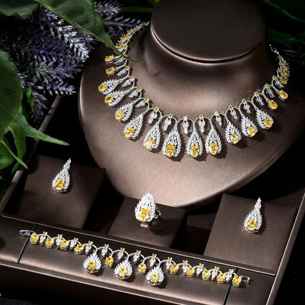 earrings & necklace hibride big water drop 4pcs and earring set cubic zirconia jewelry for women bridal wedding party gifts bijoux n-997, Silver
earrings & necklace hibride big water drop 4pcs and earring set cubic zirconia jewelry for women bridal wedding party gifts bijoux n-997, Silver