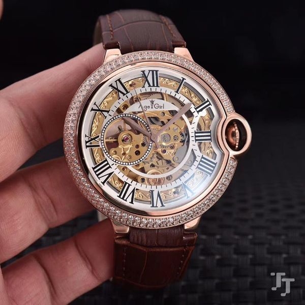 men rose gold automatic mechanical diamonds tourbillon skeleton stainless steel rome black brown leather watch wristwatches, Slivery;brown
men rose gold automatic mechanical diamonds tourbillon skeleton stainless steel rome black brown leather watch wristwatches, Slivery;brown