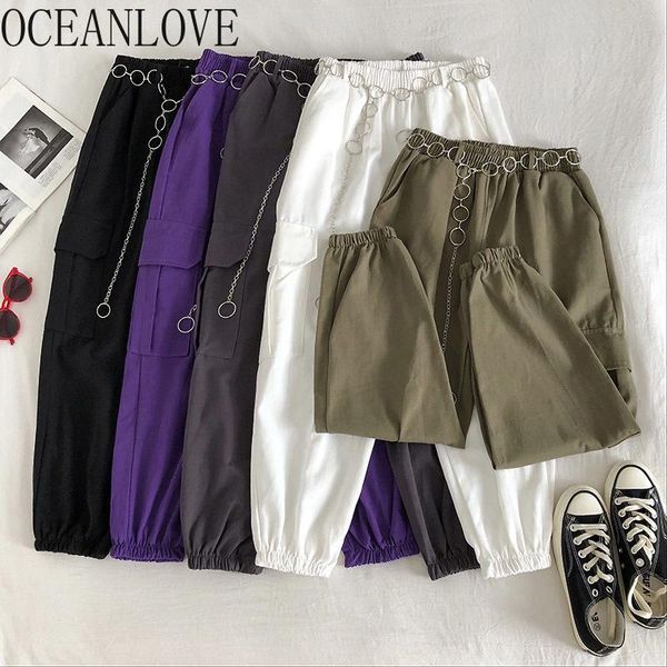 women's pants & capris oceanloce 2021 cargo women chains solid high waist harajuku pantalones mujer spring korean bf loose trousers ins, Black;white
women's pants & capris oceanloce 2021 cargo women chains solid high waist harajuku pantalones mujer spring korean bf loose trousers ins, Black;white