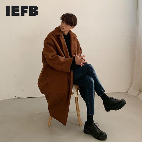 men's wool & blends iefb winter korean trend thickened woolen coat mid length turn down collar ins over knee loose windbreaker fashion, Black
men's wool & blends iefb winter korean trend thickened woolen coat mid length turn down collar ins over knee loose windbreaker fashion, Black
