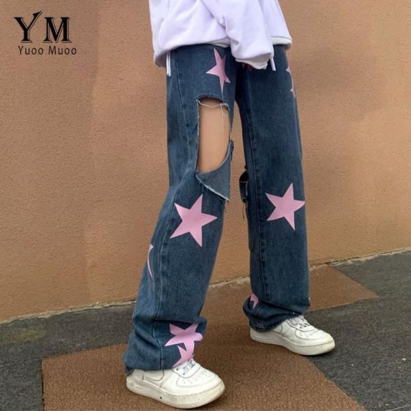 women's jeans yuoomuoo stars printed american fashion y2k loose hole streetwear denim pants 2021 spring autumn trousers, Blue
women's jeans yuoomuoo stars printed american fashion y2k loose hole streetwear denim pants 2021 spring autumn trousers, Blue