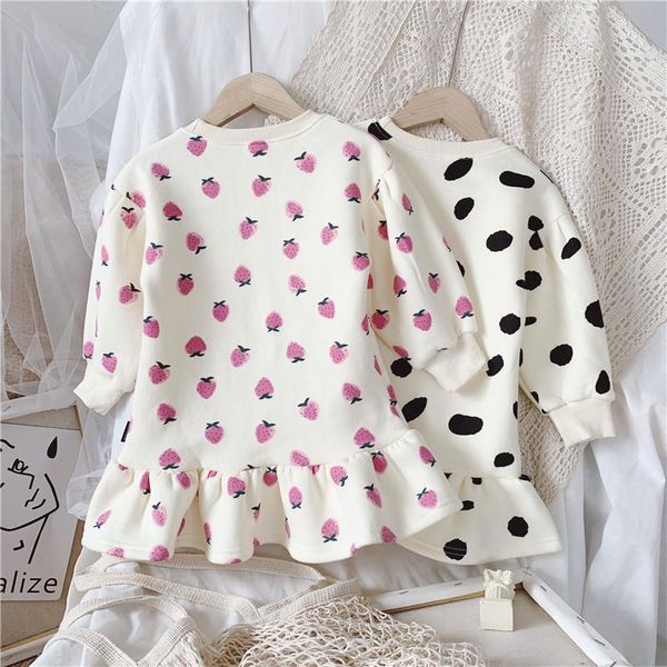 girl's dresses 2021 autumn winter girls' dress korean baby strawberry polka dot and fleece hoodie, Red;yellow
girl's dresses 2021 autumn winter girls' dress korean baby strawberry polka dot and fleece hoodie, Red;yellow