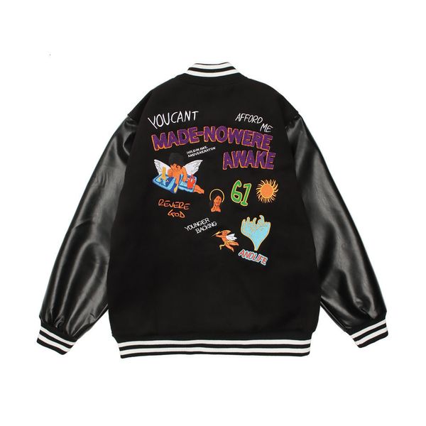 men's hoodies & sweatshirts letter from the cartoon embroidered leather sleeve of plutonium. garment jacket. american fashion label. lo, Black
men's hoodies & sweatshirts letter from the cartoon embroidered leather sleeve of plutonium. garment jacket. american fashion label. lo, Black