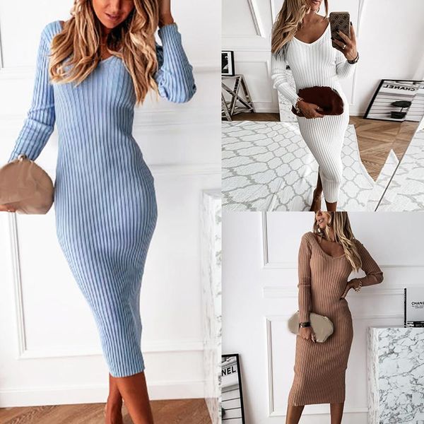 casual dresses women's fashion solid color ribbed low-cut v-neck tight-fitting long-sleeved dress, Black;gray
casual dresses women's fashion solid color ribbed low-cut v-neck tight-fitting long-sleeved dress, Black;gray