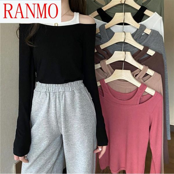 women's t-shirt solid basic long sleeve womens tshirt casual black white slim pullovers fake two pieces ladies tee shirts 2021
women's t-shirt solid basic long sleeve womens tshirt casual black white slim pullovers fake two pieces ladies tee shirts 2021