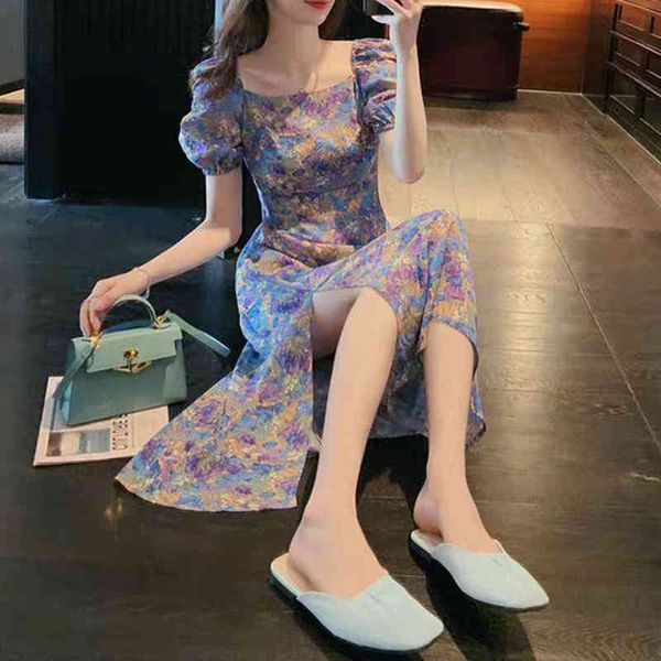 french vintage floral dress spring puff sleeve women square collar split dress 2021 casual party ladies one-piece dress new x0521, Black;gray
french vintage floral dress spring puff sleeve women square collar split dress 2021 casual party ladies one-piece dress new x0521, Black;gray