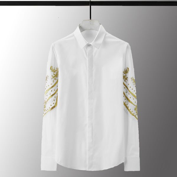 tee shirt shirt gold embroidery luxury solid solor long sleeve mens plus size 4xl fashion slim fit male shirts, White;black 
tee shirt shirt gold embroidery luxury solid solor long sleeve mens plus size 4xl fashion slim fit male shirts, White;black