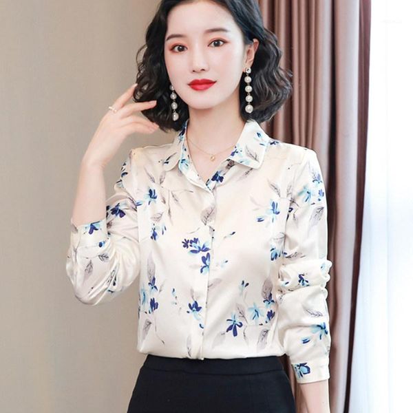 korean silk shirts women long sleeve blouses woman satin print blouse plus size floral shirt and, White
korean silk shirts women long sleeve blouses woman satin print blouse plus size floral shirt and, White