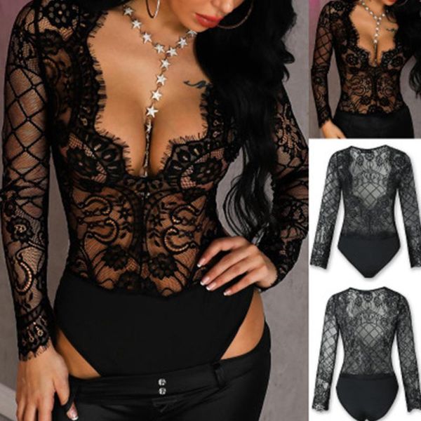 women's sleepwear womens long sleeve deep v neck lace bodycon party bodysuit jumpsuit leotard clubwear, Black;red
women's sleepwear womens long sleeve deep v neck lace bodycon party bodysuit jumpsuit leotard clubwear, Black;red