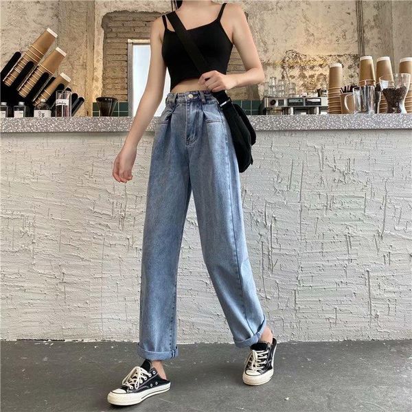women's jeans straight leg loose 2021 summer high waist drape dragging wide long pants were thin and versatile, Blue
women's jeans straight leg loose 2021 summer high waist drape dragging wide long pants were thin and versatile, Blue