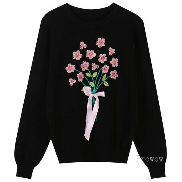 women's sweaters autumn winter sweater women round neck long sleeve contrast color flower embroidery loose sweet knitted pullover, White;black
women's sweaters autumn winter sweater women round neck long sleeve contrast color flower embroidery loose sweet knitted pullover, White;black