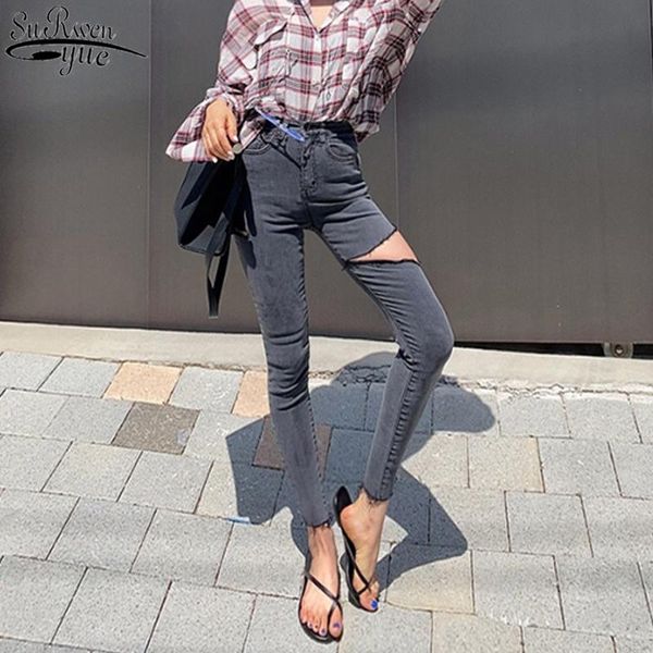 women's jeans 2021 gray ripped for women denim pants mujer summer skinny casual high waist pencil trousers 10410, Blue
women's jeans 2021 gray ripped for women denim pants mujer summer skinny casual high waist pencil trousers 10410, Blue
