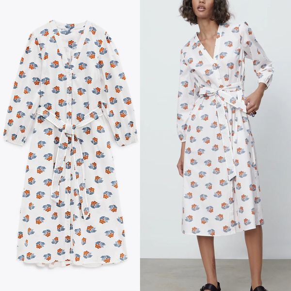 dresses za white print poplin midi summer women long sleeve elegant tied self belt party es woman side pockets vestidos, Black;gray
dresses za white print poplin midi summer women long sleeve elegant tied self belt party es woman side pockets vestidos, Black;gray