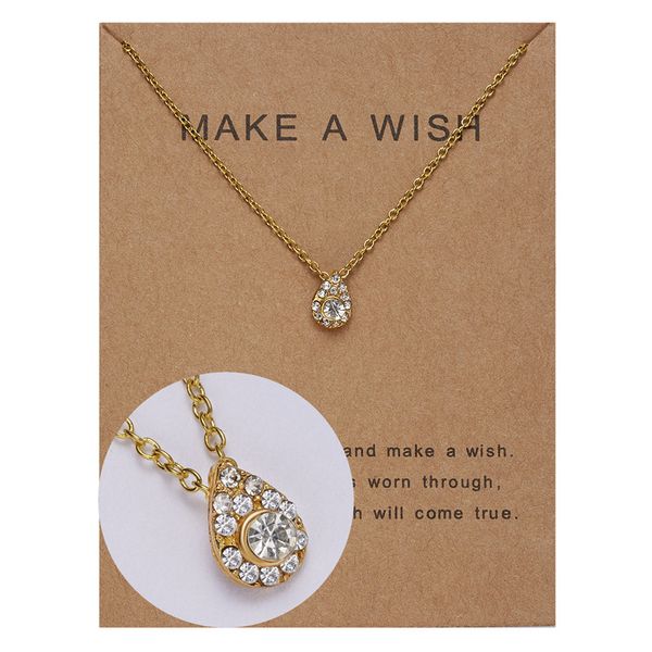 make a wish card drop shape pendant necklaces micro inlaid clavicle chain jewelry gift zircon choker, Silver
make a wish card drop shape pendant necklaces micro inlaid clavicle chain jewelry gift zircon choker, Silver