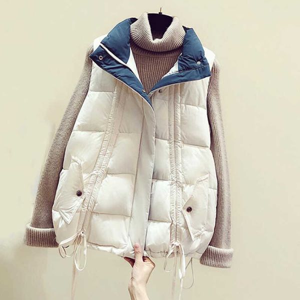 cotton winter down vest women solid color stand-up collar drawstring thick sleeveless jacket female 210531, Black;white
cotton winter down vest women solid color stand-up collar drawstring thick sleeveless jacket female 210531, Black;white