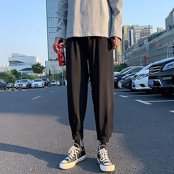 men's pants pleated straight fashion elastic waist casual men streetwear loose ice silk trousers mens wide leg s-2xl, Black
men's pants pleated straight fashion elastic waist casual men streetwear loose ice silk trousers mens wide leg s-2xl, Black