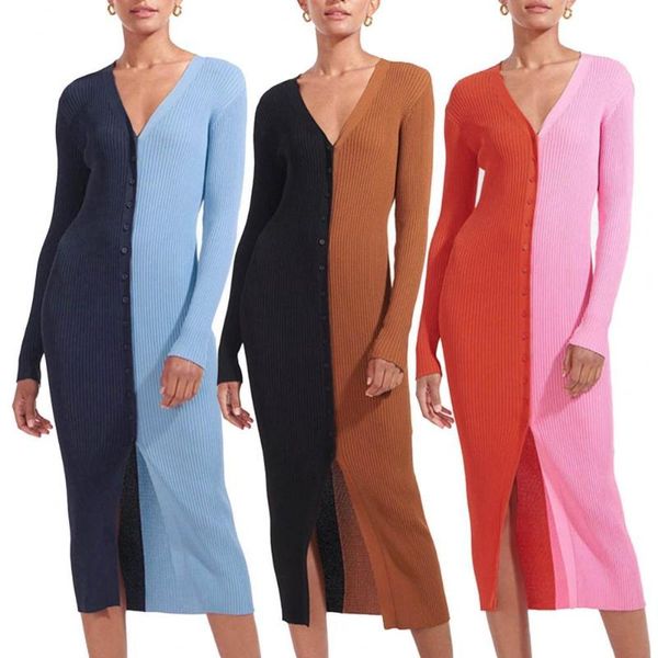 casual dresses women bodycon dress color block patchwork autumn single breasted v neck long sleeve midi for wedding, Black;gray
casual dresses women bodycon dress color block patchwork autumn single breasted v neck long sleeve midi for wedding, Black;gray