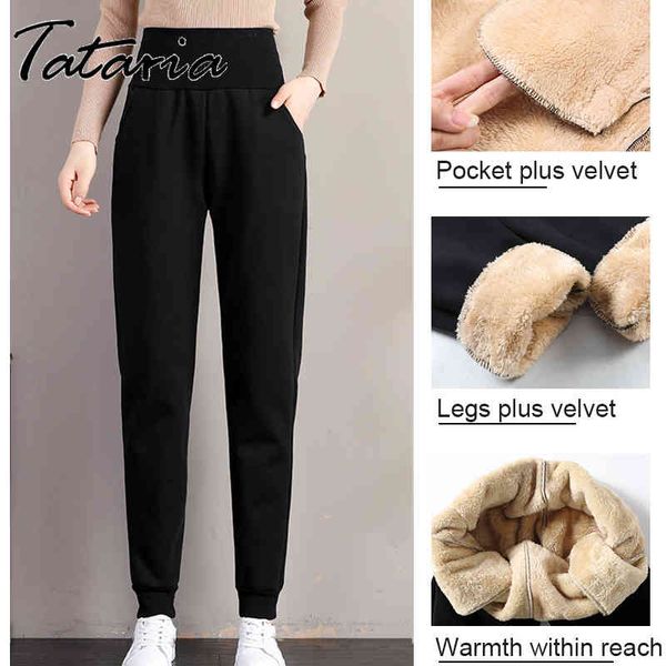 women's winter pants with fleece gray thick harem loose classic trousers high waist velvet warmed for women 210514, Black;white
women's winter pants with fleece gray thick harem loose classic trousers high waist velvet warmed for women 210514, Black;white
