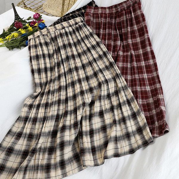 skirts women plaid casual elastic waist fashion pleated ladies a-line knee-length high female korean chic, Black
skirts women plaid casual elastic waist fashion pleated ladies a-line knee-length high female korean chic, Black