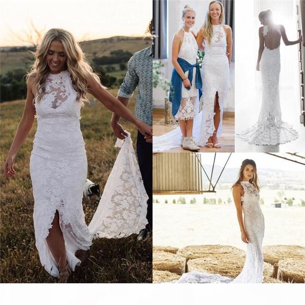 gorgeous lace mermaid wedding dresses beach boho bridal gown sleeveless jewel neck front slit sweep train custom made plus size vestido de n, White
gorgeous lace mermaid wedding dresses beach boho bridal gown sleeveless jewel neck front slit sweep train custom made plus size vestido de n, White