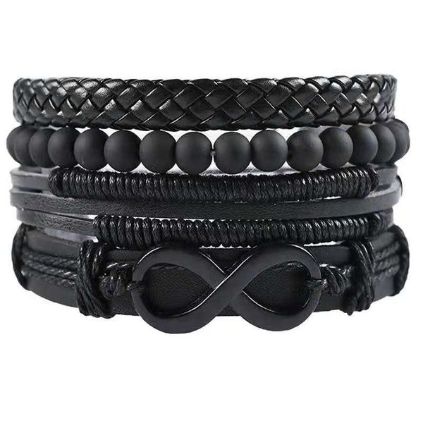 beaded, strands 1pcs men's fashion style leather woven bracelets alloy number 8 multilayer wide wrap jewelry ethnic tribal wristbands, Black
beaded, strands 1pcs men's fashion style leather woven bracelets alloy number 8 multilayer wide wrap jewelry ethnic tribal wristbands, Black