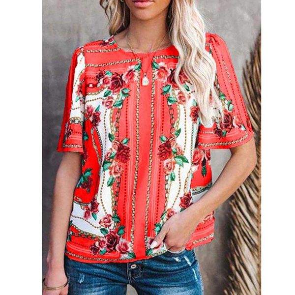 women's blouses & shirts short sleeve blouse shirt 2021 casual female loose pullovers streetwear summer o neck retro women floral print, White
women's blouses & shirts short sleeve blouse shirt 2021 casual female loose pullovers streetwear summer o neck retro women floral print, White