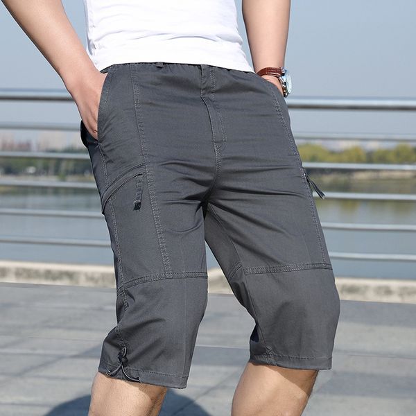 men's shorts summer casual capris large cotton overalls elastic waist pants, White;black
men's shorts summer casual capris large cotton overalls elastic waist pants, White;black