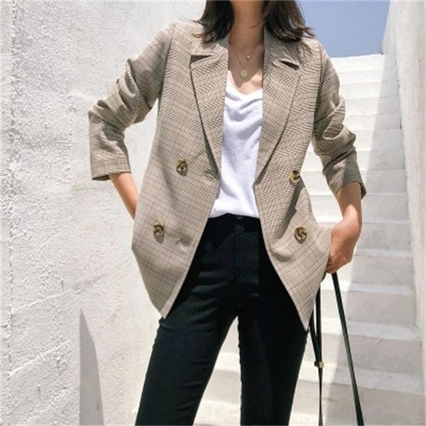 women's suits & blazers fashion women plaid jackets suit ladies autumn double-breasted long-sleeved small college jacke coat, White;black
women's suits & blazers fashion women plaid jackets suit ladies autumn double-breasted long-sleeved small college jacke coat, White;black