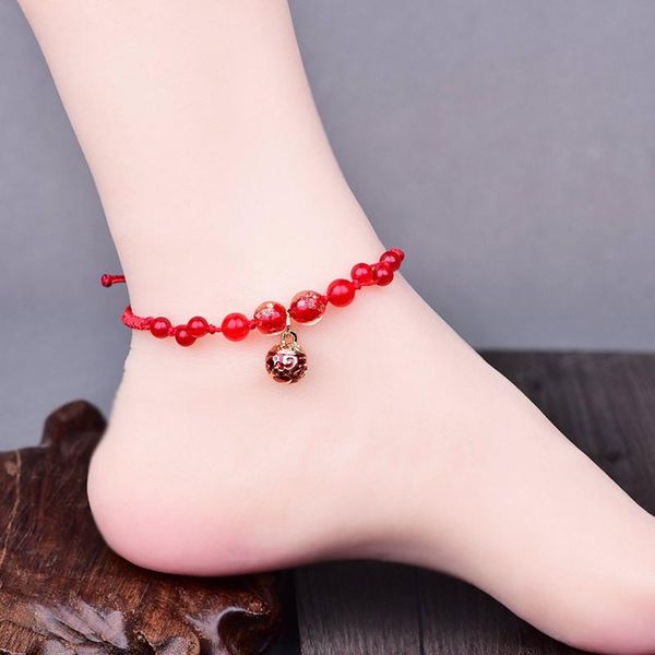 anklets chinoiserie year of fate red rope wax thread anklet classical exquisite chalcedony beads cloisonne pendant retro jewelry, Red;blue
anklets chinoiserie year of fate red rope wax thread anklet classical exquisite chalcedony beads cloisonne pendant retro jewelry, Red;blue