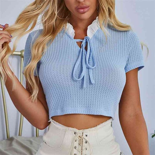 omsj fashion women elegant v neck lace up summer crop short sleeve slim lady blue casual shirt tee streetwear 210517, White
omsj fashion women elegant v neck lace up summer crop short sleeve slim lady blue casual shirt tee streetwear 210517, White
