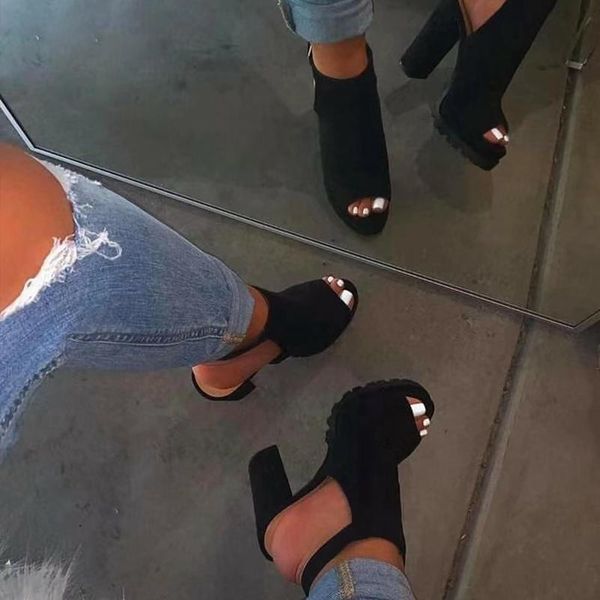 women sandals ladies pu peep toe buckle strap square heels platform high heel woman comfort fashion casual shoes female, Black
women sandals ladies pu peep toe buckle strap square heels platform high heel woman comfort fashion casual shoes female, Black